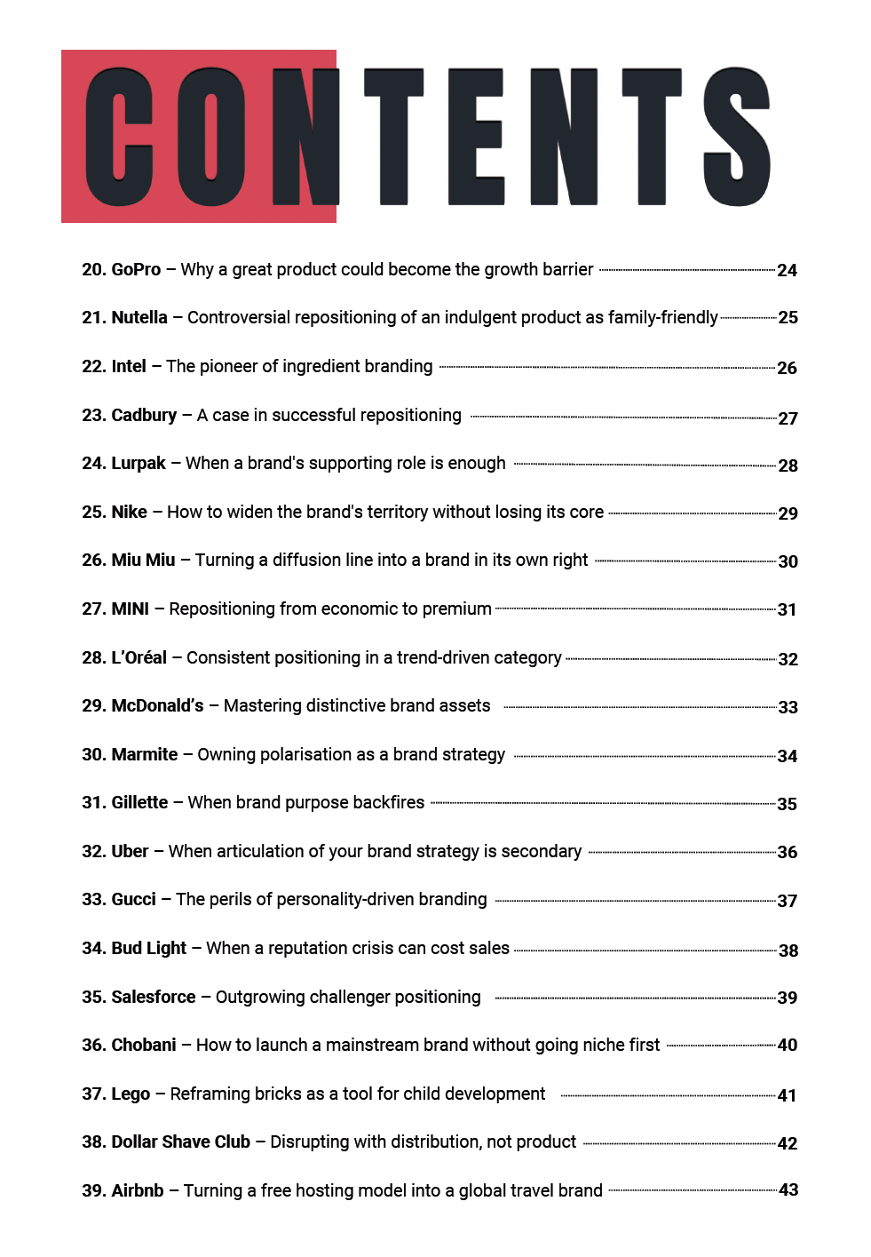 Table of contents page 2